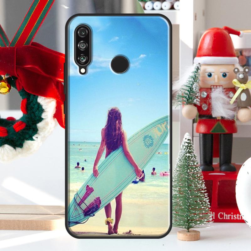 ГАВАЙСКИЙ ПЛЯЖ ДЕВУШКА-СЕРФЕРКА СЕРФИНГ ИСКУССТВО Для Huawei Nova 9 10 SE 11 Pro Y60 Y70 Y90 Y61 Y91 Y72 Y73 12i 11i 8i P20 P30 P40 Lite Чехол