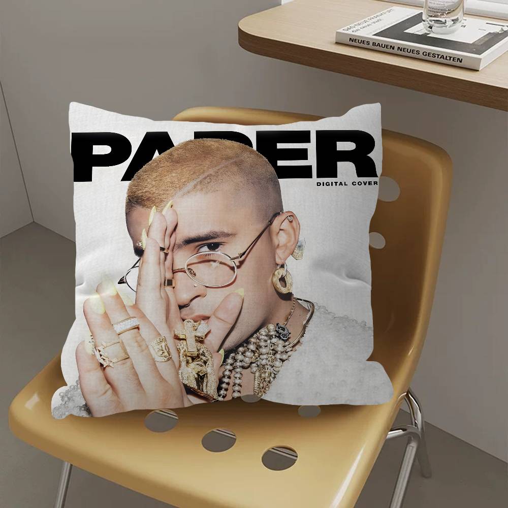 Подушка с изображением певца Bad Bunny Аниме-подушка Подушка для изголовья дивана-кровати Чехол для подушки Чехол для подушки x см Модная