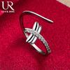 925 Sterling Silver Dragonfly AAA Zircon Open Ring Fashion Wedding Jewelry