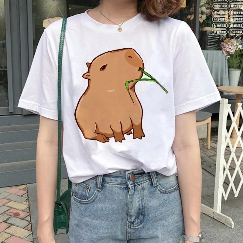 Cute Capybara Clothing T-Shirt Unisex Vintage Cartoon T Shirt FeUnisex Casual Anime Top Tees T Shirt Unisexga Unisex Graphic Tee Tops