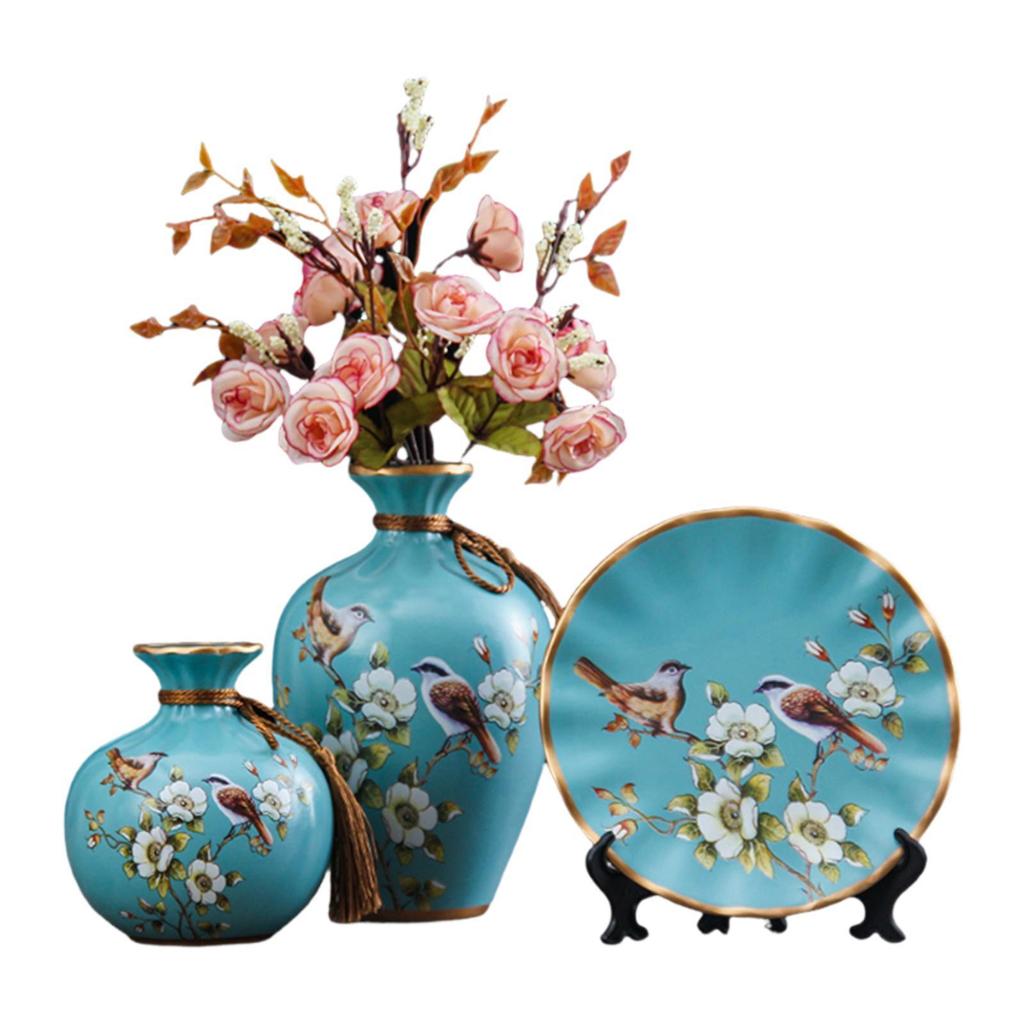 3Pcs Ceramic Vases Stylish Ornaments Wedding Decorations Lightweight Flower Arrangement Display for Bedroom Cabinet Balcony