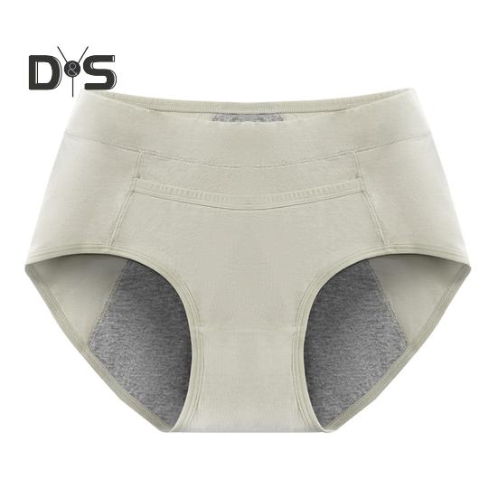 Women Menstrual Panties Mid Waist Cotton Anti-leak Plus Size Soft Breathable Anti-septic Solid Color Elastic Moisture-wicking Lady Briefs Period