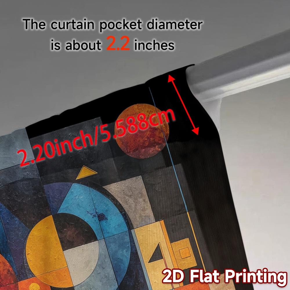 2pcs, 2D FLAT PRINTING Curtains (Without Rod) Cosmic Geometry Print Popular Curtains Prints Light Filtering Curtains Thermal