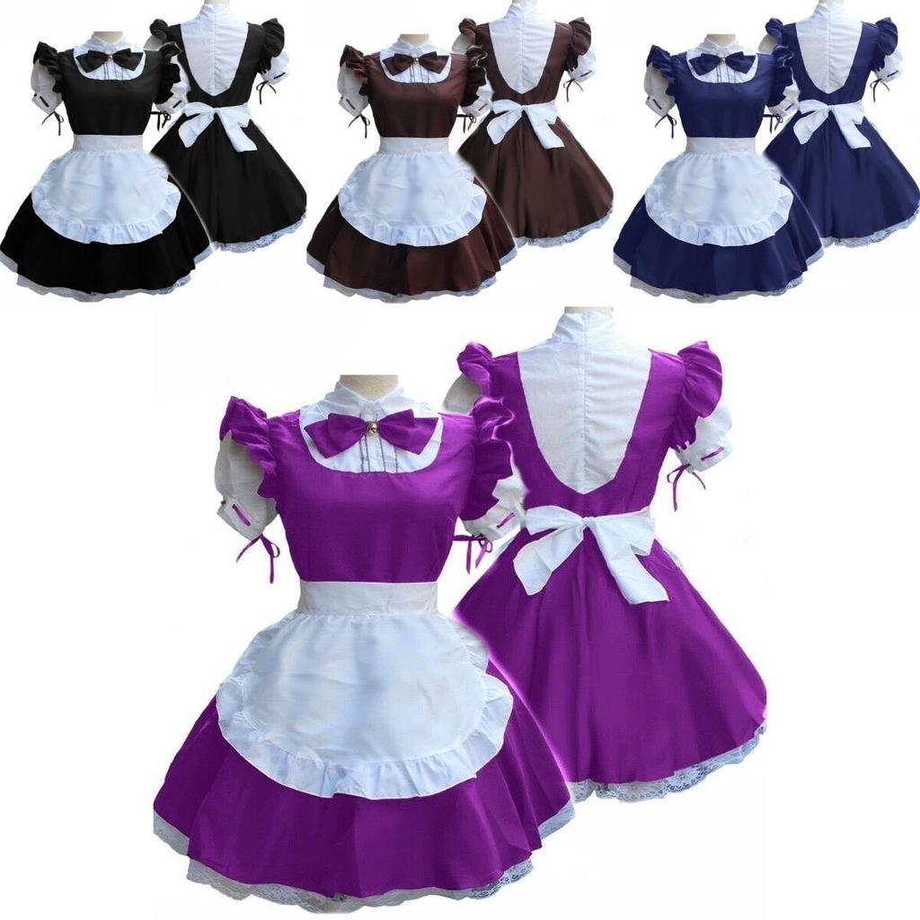 Женское ретро платье горничной с коротким рукавом, милым кукольным воротничком и принцессной эстетикой