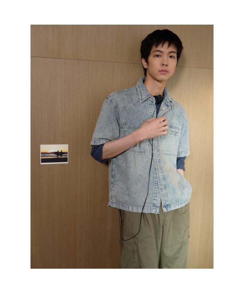 8SECONDS Natural Slub Short Sleeve Denim Shirt Blue