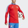 adidas Футболка с длинным рукавом на молнии до середины, с принтом логотипа в виде букв и тремя полосками, мужская, топы, красная HU1280