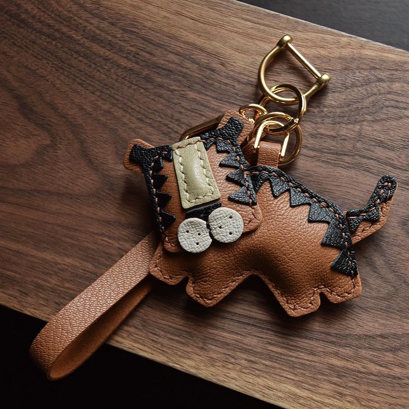 Тигр/дизайнер, оригинальная, ручная работа, овчина, сумка для ключей от машины, подвеска, персонализированный нишевый подарок, мужской и женский брелок