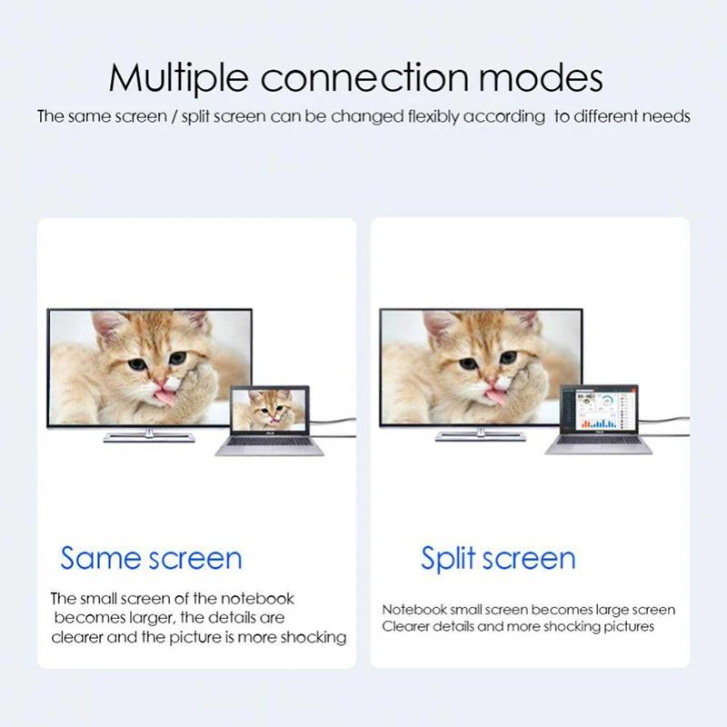 Кабель 4K при 60 Гц/30 Гц типа C-HDMI Кабель USB C-HDMI, совместимый с адаптером ТВ-дисплея длиной 2 м для ноутбука MacBook Plug and Play