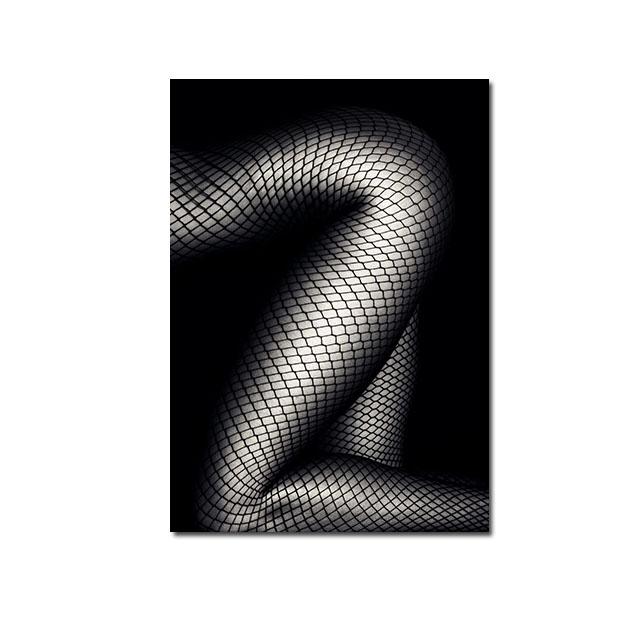 Современная мода, сексуальная женщина, боди-арт, холст, картина, черно-белые постеры с персонажами, принт, холст, настенное искусство для декора гостиной