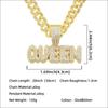 Men Hip Hop KING QUEEN Letter Pendant Necklace with 13mm Miami Cuban Chain Iced Out Bling HipHop Necklaces Fashion Women Jewelry