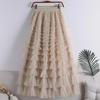 Spring & Autumn 2023 White Fairy Pleated Gauze Skirt for Women