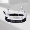 2Pcs/Set Couple Bracelet Stainless Steel Carved Letter Plate Braided Bracelet Black White Rope Matching Bracelet Jewelry Accessories