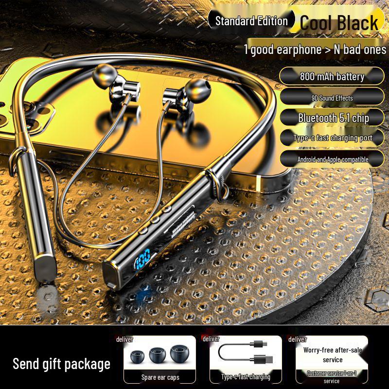 2025 In-Ear Bluetooth Neckband with Long Battery, Noise Cancelling, Waterproof, Heavy Bass for Running & E-Sports