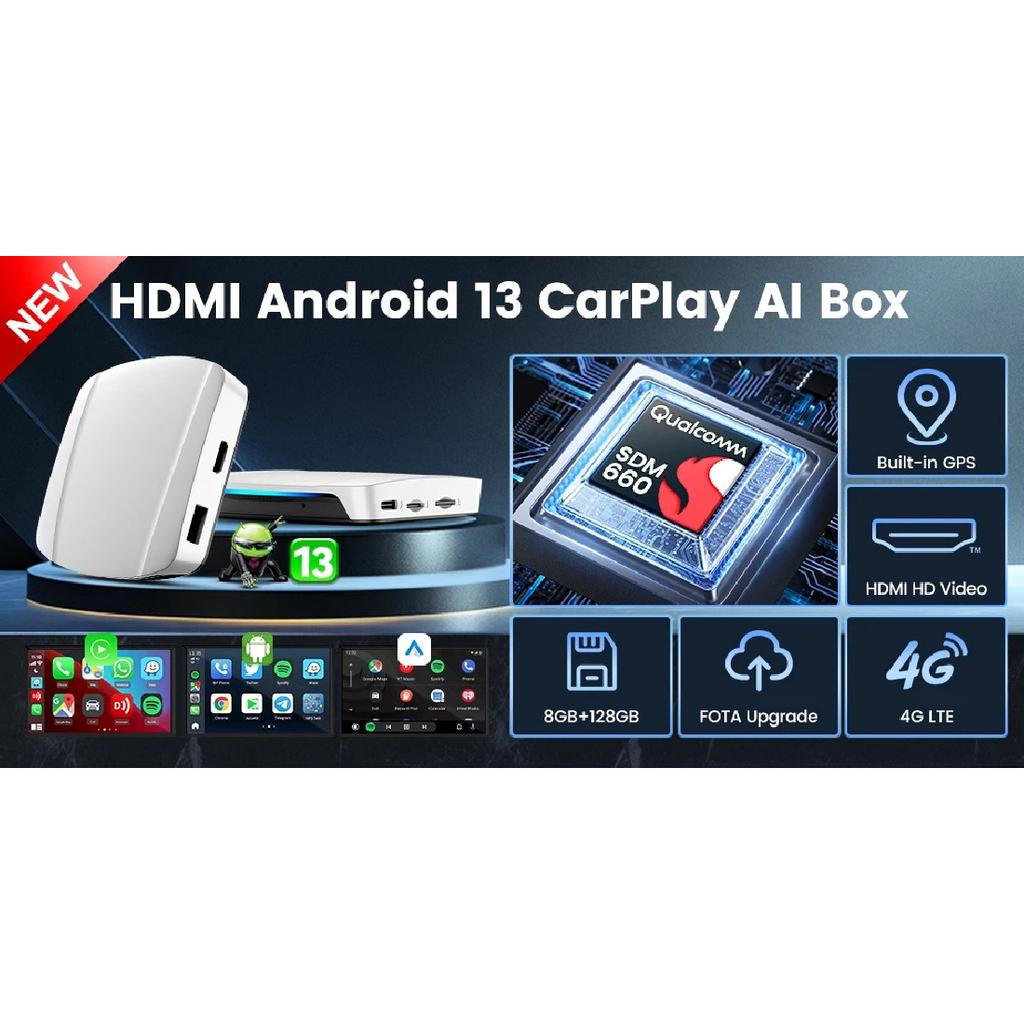 CarlinKit CarPlay Ai TV Box Android 13 SDM660 Wireless CarPlay Android Auto 4G LTE Smart Car Play Streaming Box For Netflix IPTV