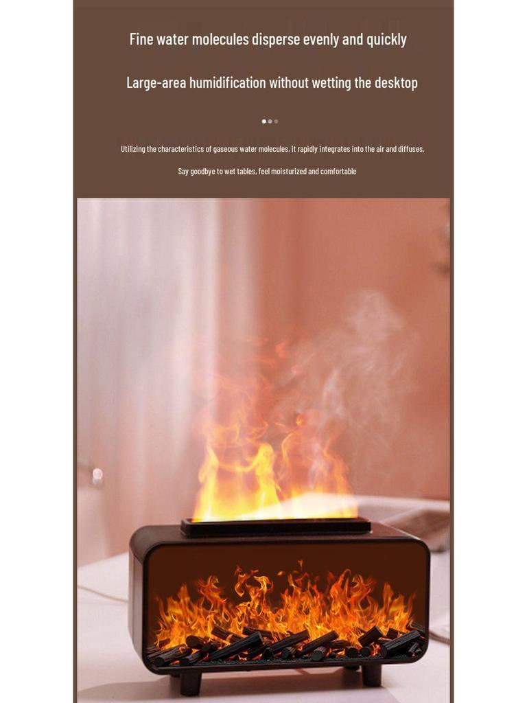 2025 Fireplace Flame Humidifier & Aroma Diffuser with Automatic Spray and Atmosphere Light for Home & Bedroom