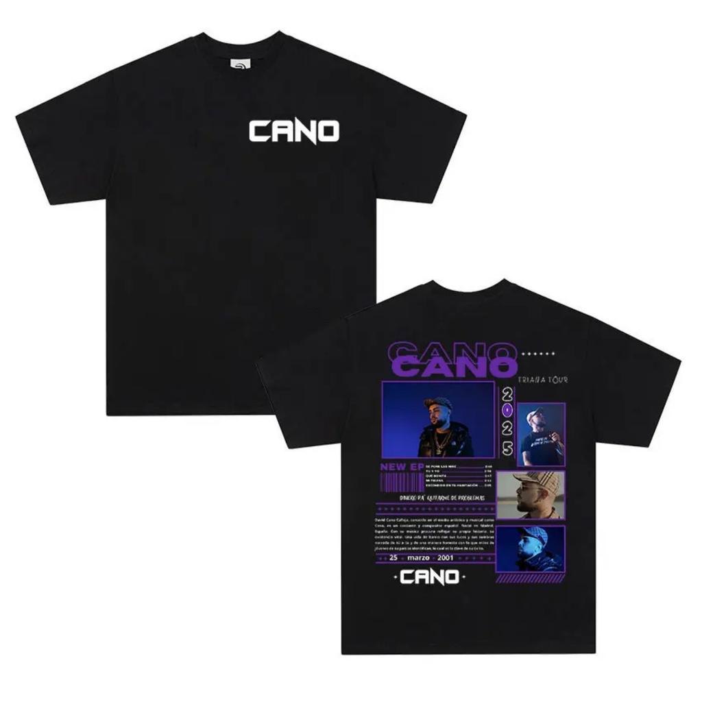 Мужская футболка с графическим принтом Rapper Cano Triana Tour 2026, Хип-хоп, Панк, С коротким рукавом, Оверсайз, Унисекс, Хлопковые футболки, Уличная одежда