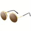 Steampunk Flip Up Men Sunglasses Vintage Men Round Metal Flip Double Lens Sun Glasses Non Polarized Glasses