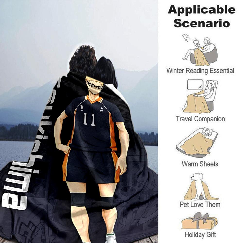 1pc Tsukishima 11 Throw Blanket Soft Flannel, Cozy All Season Polyester Perfect for Home, Office