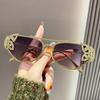 Double Beam Glasses Butterfly Decorative Design Sunglasses Women'S Diamond-Encrusted Polygonal Metal Sunglasses