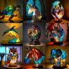 Animal Table Lamp Series Lion Dolphin Wolf Stained Glass Bedside Light Owl Horse Rooster Elephant for Living Room Bedroom Office