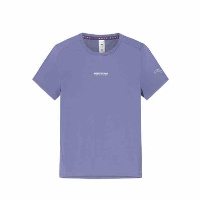 Серия для бега Однотонная дышащая универсальная футболка с коротким рукавом Женские топы Сумеречно-пурпурный 162525113-2