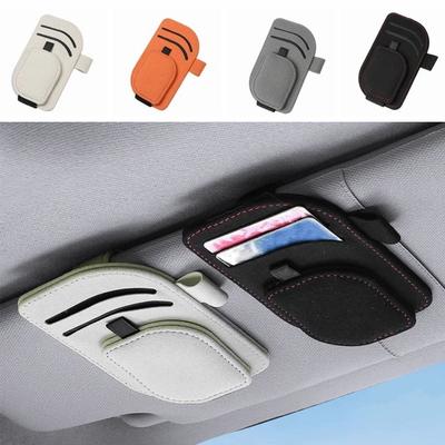 Magnetic Clip Magnetic Car Eyeglass Clips PU Leather Sunglasses Storage Case Auto Accessories
