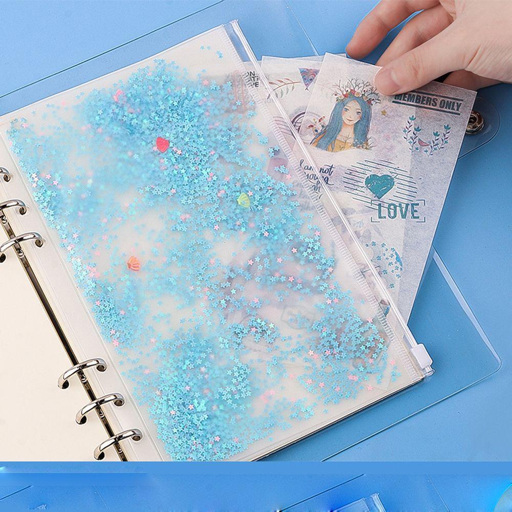 PVC Loose Leaf Standard 6 Hole File Storage Bag A5/A6 Binder Storage Pouch Inner Pocket File Holder