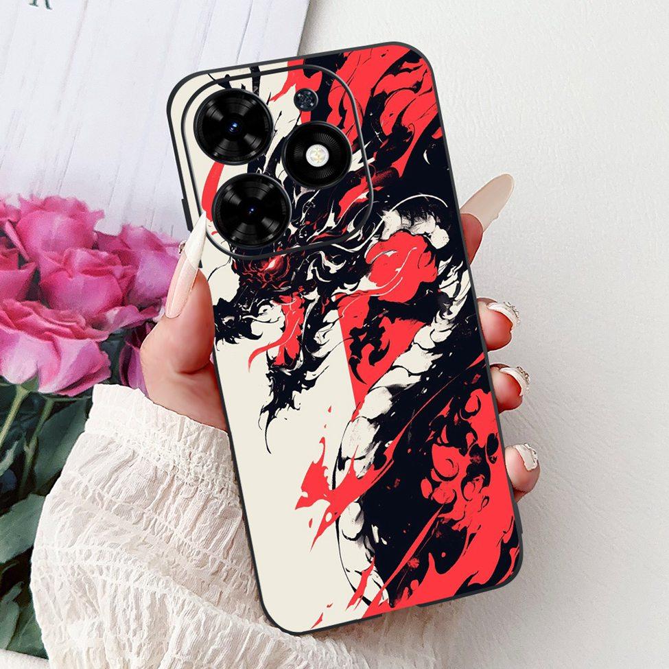 Для Tecno Spark Go 2024 BG6 Задняя крышка Для Tecno Spark Go 2024 Чехол Модный Роскошный Цветы Милый Мультяшный Кот Ударопрочный Силиконовый
