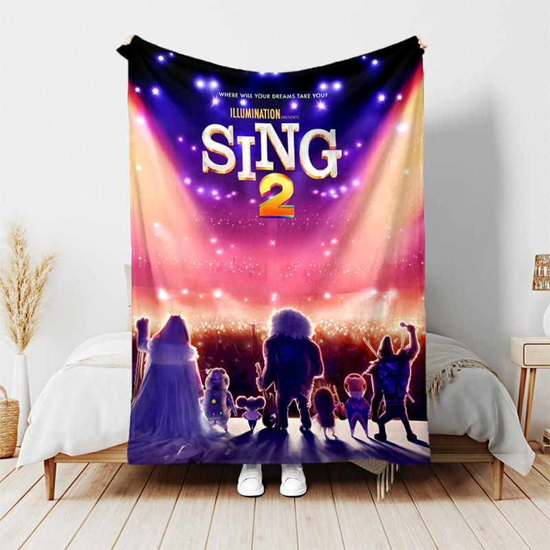 1pc Blanket - Sing Print Design, Lightweight Blanket for Sofa, Bed- Soft &Warm, Gift for All Seasons