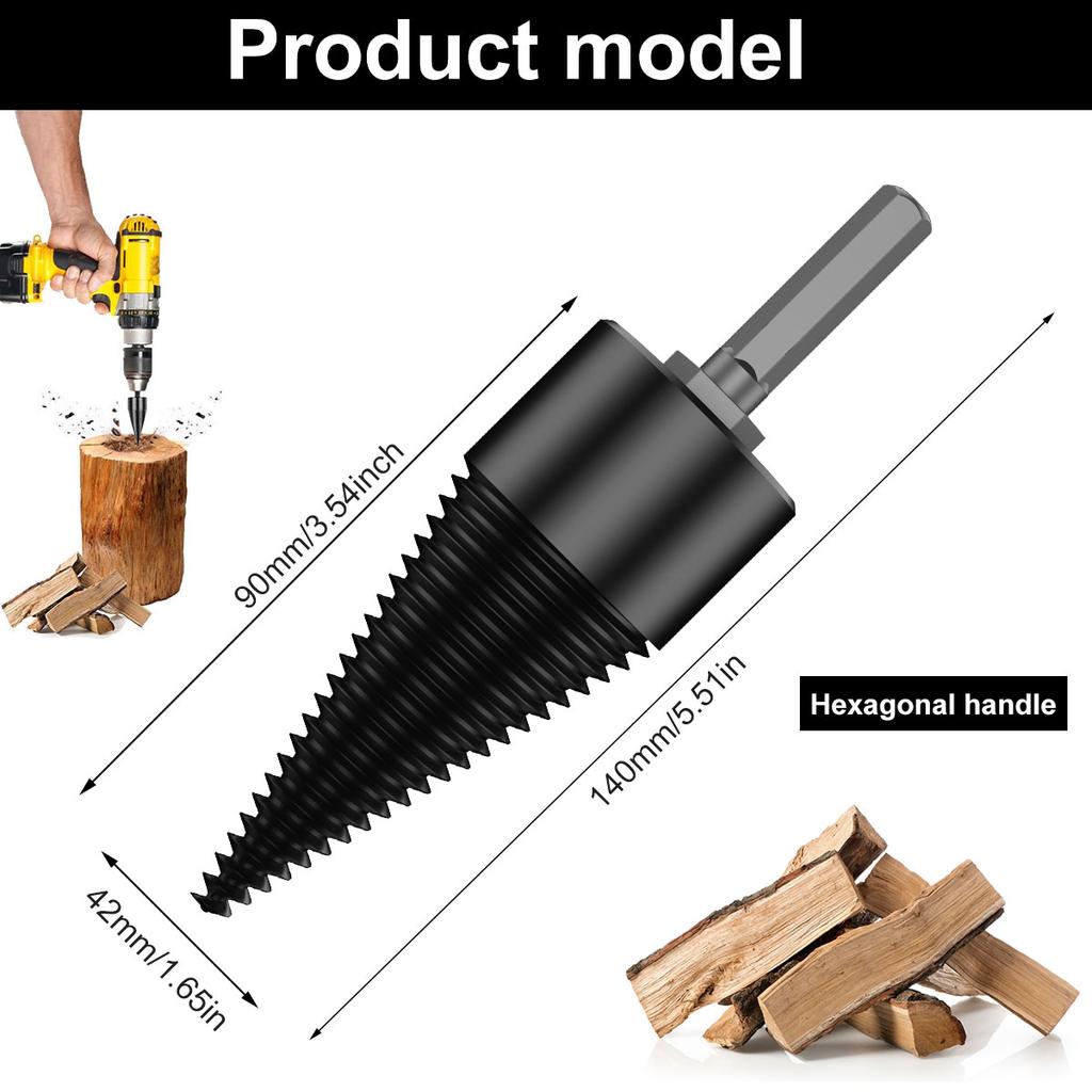Firewood Log Splitter, Drill Bit Removable Cones Kindling Wood Splitting Logs Bits Heavy Duty Electric Drills Screw Cone Driver