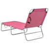Folding Sun Lounger Steel and Fabric Pink