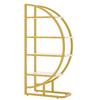 120×30×130 cm Round Arch Standing Shelf – 2-Piece Metal Bookshelf with Gold Frame & 4 White MDF Shelves, for Living Room, Kitchen & Decoration