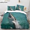 3D Shark Fish Duvet Cover Beach Ferocious Shark Theme Bedding Set Ocean Sea Comforter Cover for Kids Women Men Room Decorations
