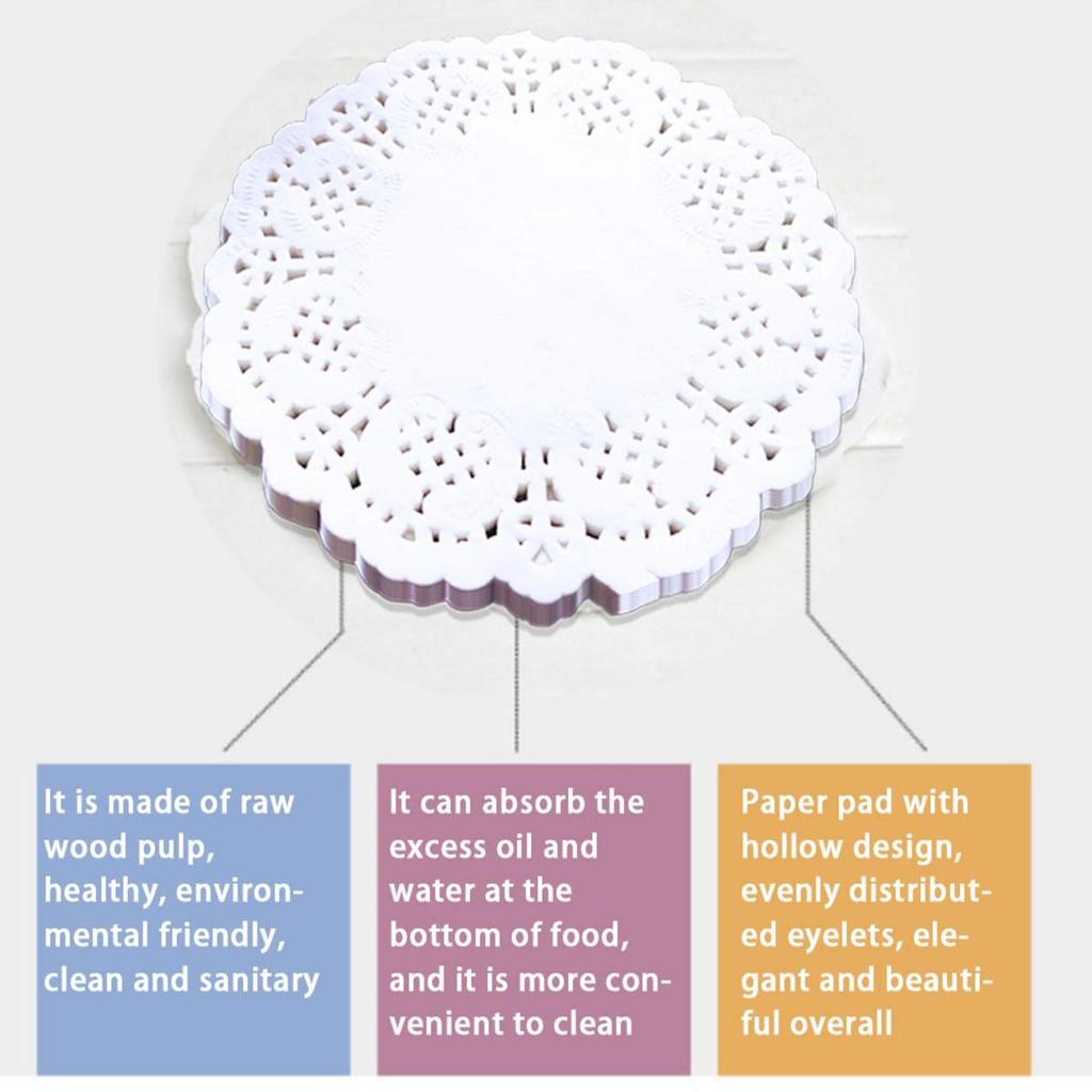 YUHAI Lace Paper, 100 Sheets, Round Coasters, Doilies, Candy, Cake, Wrapping Paper, Oil-Absorbent Paper, Greaseproof Paper, Lace Paper, Round
