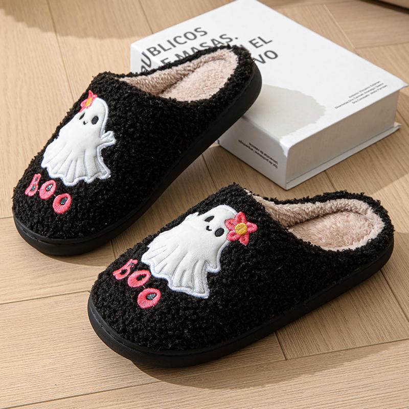 Fashion Winter Cartoon Pattern Cotton Slippers Women Comfortable Non Slip Soft Sole Indoor Slippers Woman Thick Plush Warm Home Shoes