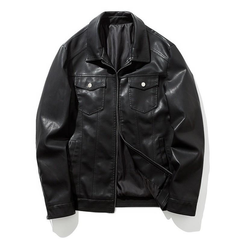 Mens Slim Fit PU Leather Jacket Casual Biker Style Fall Winter Outerwear Young Adults
