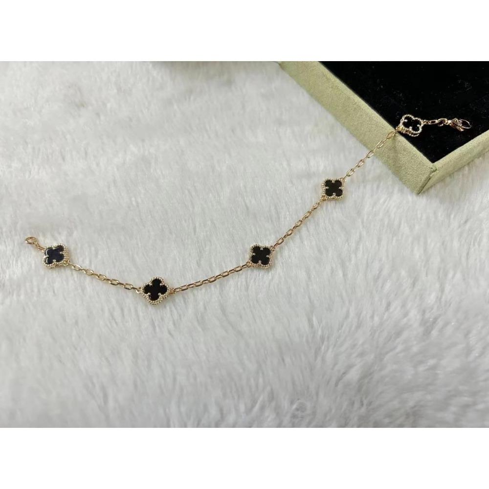 Высококлассный браслет «Четырехлистный клевер», мини-браслет «Шестицветик», браслет из красного халцедона и черного агата, женский браслет