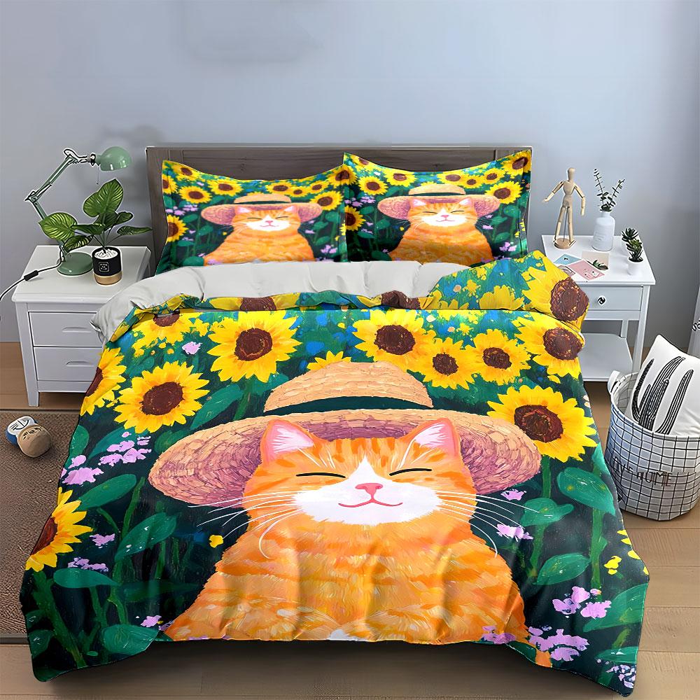 Cute Cartoon Dog Pattern Decor Bedding Duvet Cover Set Duvet Cover Pillowcases  (1*Duvet Cover 2*Pillowcases, without duvet insert)