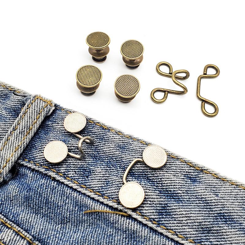 1Set Nail-Free Metal Jeans Button Snaps Detachable Pants Clips Buttons Pins Women'S Brooch Set Tighten Waist Brooches