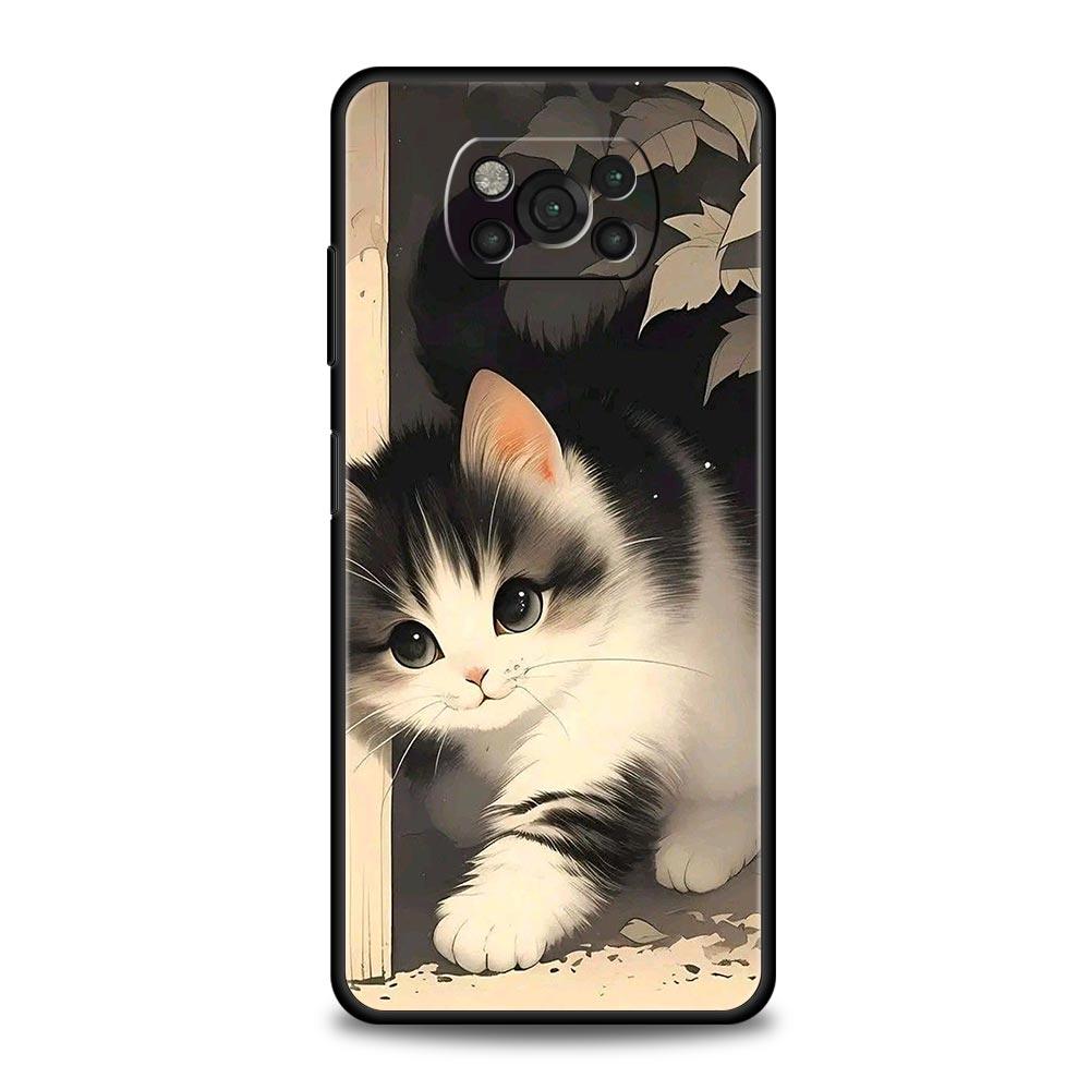 Чехол-накладка с ярким дизайном кошки для Xiaomi Poco F7 Ultra F6 F5 F4 F3 X6 X5 X4 X3 NFC C51 C55 M4 GT 5G Мягкий ТПУ Корпус Capas