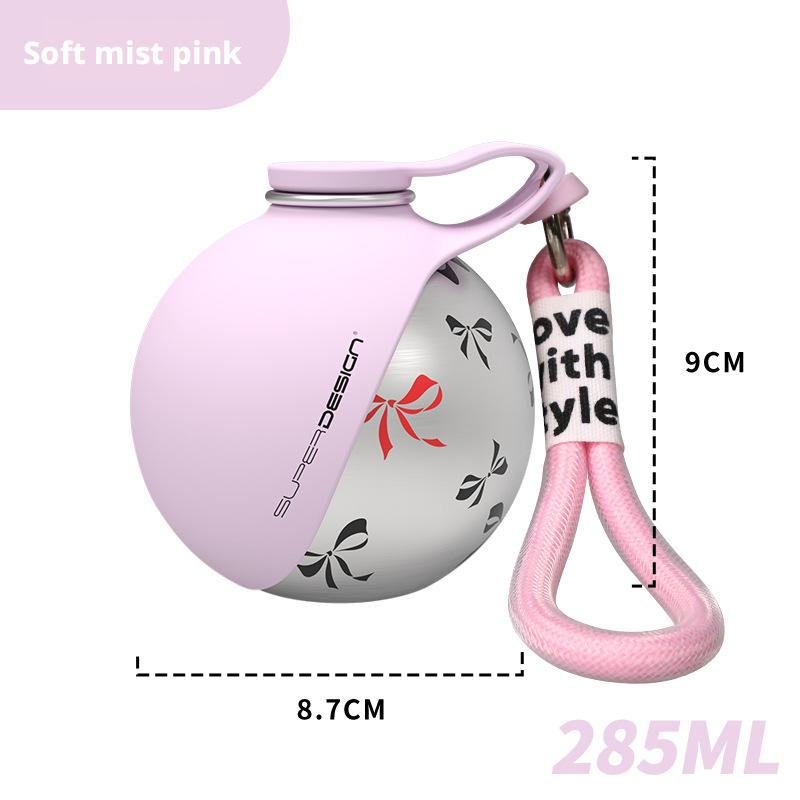 Portable Dog Water Bottle Leak-Proof Compact Small Dog & Cat Travel Water Bottle Stainless Steel Bottle 2-in-1 Dog Feeder