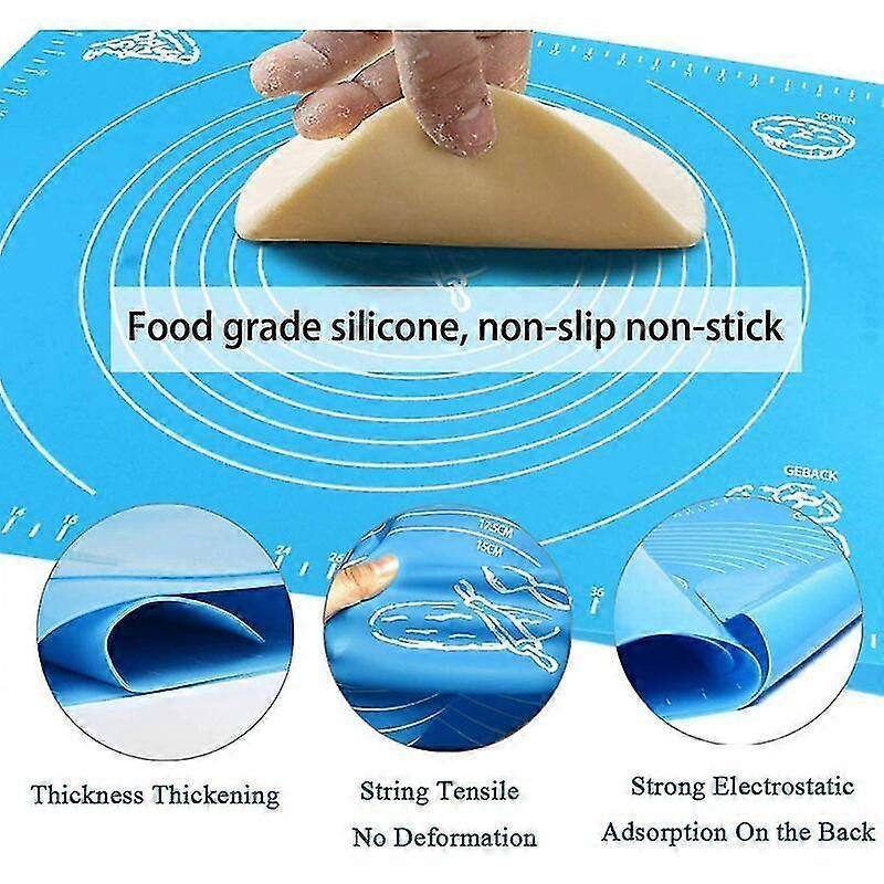 Reusable Non-stick Silicone Baking Mat Fondant Pate, 100% Bisphenol-a (bpa) Free, With Measurement, 50 X 40 Cm (blue)