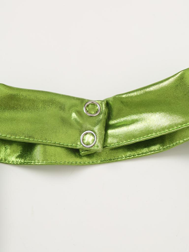 Женский костюм для косплея инопланетянки, боди с вырезами и рукавами-крылышками, низ - плавки, юбка из ПВХ, цельный боди, карнавальная одежда