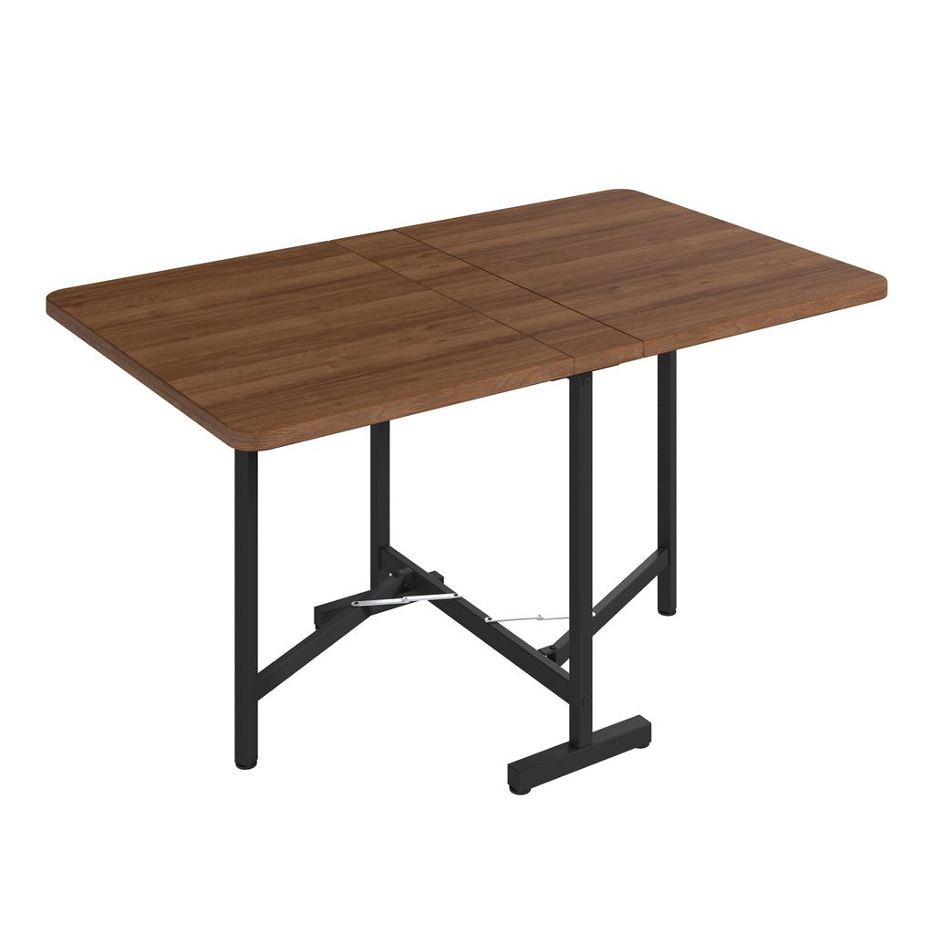 Elegant Modern Minimalist Dining Table - Extendable 120 cm x 80 cm, foldable and stored table, high-strength alloy support, walnut wood color