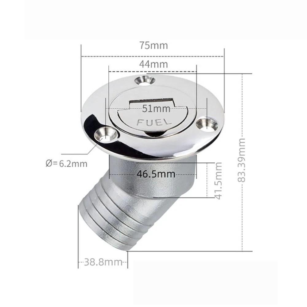 Stainless Steel Fuel Deck Fill 38mm Gas Filler Neck Compact Boat Fuel Cap  for RV Fuel Tank Upgrade