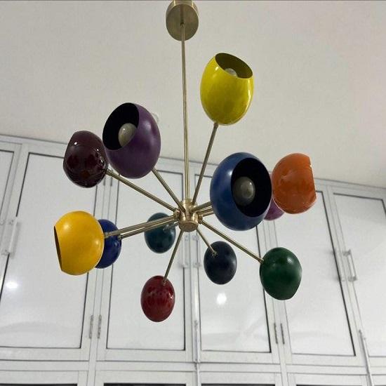 Mid-Century Modern Colorful Sputnik Chandelier Retro Multi-Color Ceiling Light Modern Art Deco Pendant Lamp