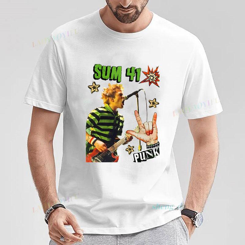 Rock Band Playera Sum 41 Unisexs T Shirts SUM41 Popular Punk Graphic Short Sleeve O Neck TShirt Casual Loose Clothes