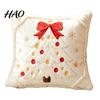 Soft Skin Friendly Cushion Covers Christmas Plush Pillowcase, 3D Embroidered Design Throw Pillow Festive Home Accents for Holiday Cover, Decorative