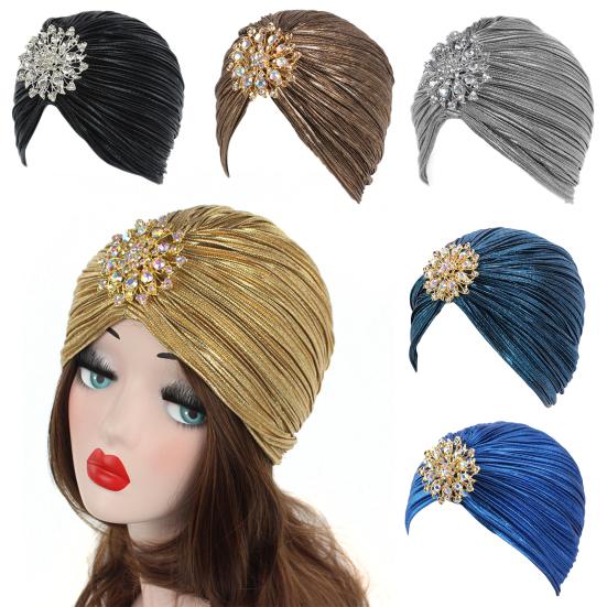 Шляпа-платок с изысканными складками, стразами, в стиле ретро, женская шляпа-тюрбан 20-х, 30-х годов, винтажный головной убор, аксессуары для волос