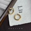 Simple and fashionable high-end plain ring earrings, niche design light luxury earrings, Hong Kong style circle commuter temperament earrings